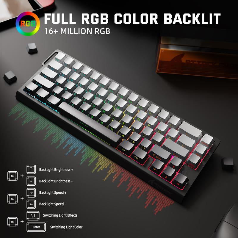 ATTACK SHARK X68PROHE Rapid Trigger Gaming Keyboard ,Wireless ,8K Polling Rate, Rt0.01Mm ,Support 8000Hz ,2.4G/Bluetooth/Wired ,Magnetic Switches ,Dead Zone Adjustment, RGB Backlight, with 8K Coil Cable, 5-Sided Heat Sublimation PBT Keycap ,QMK Web Driver