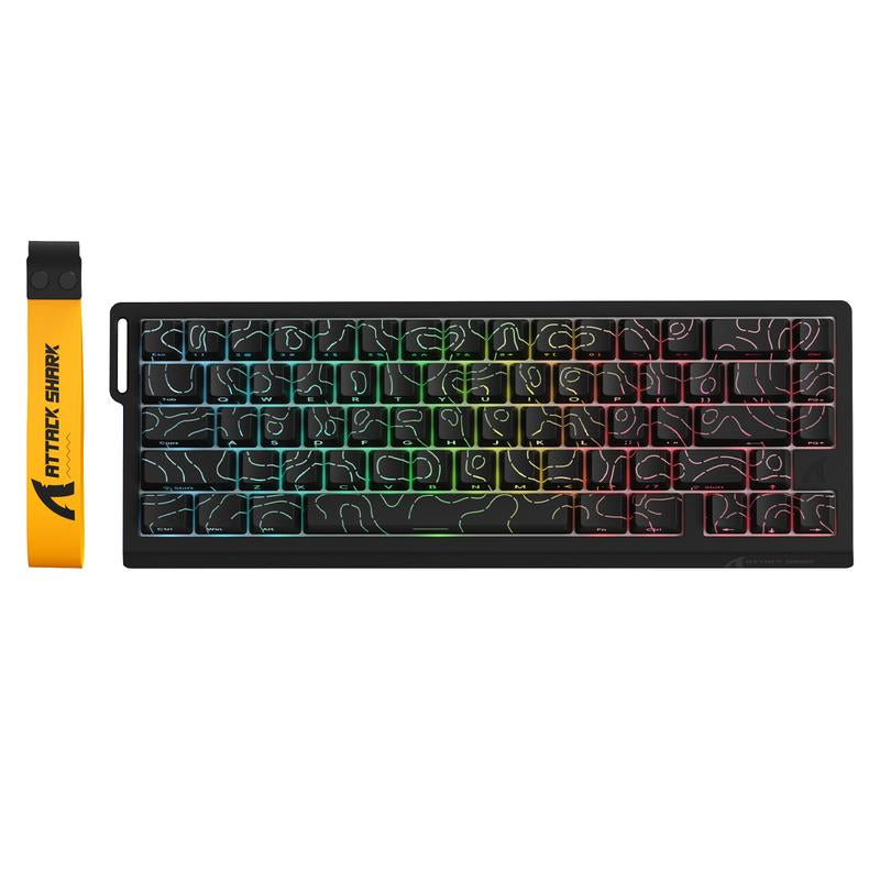 ATTACK SHARK X68PROHE Rapid Trigger Gaming Keyboard ,Wireless ,8K Polling Rate, Rt0.01Mm ,Support 8000Hz ,2.4G/Bluetooth/Wired ,Magnetic Switches ,Dead Zone Adjustment, RGB Backlight, with 8K Coil Cable, 5-Sided Heat Sublimation PBT Keycap ,QMK Web Driver