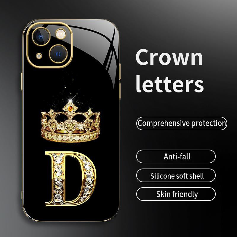 Suitable for [Iphone 14] New High-End Crown Electroplated Gold Edge Mobile Phone Case New Business Simple Explosion-Proof Mobile Phone Case Affordable Anti-Fall Anti-Fingerprint 995