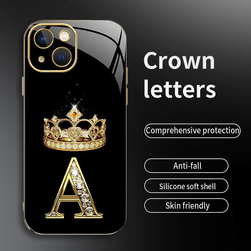 Suitable for [Iphone 14] New High-End Crown Electroplated Gold Edge Mobile Phone Case New Business Simple Explosion-Proof Mobile Phone Case Affordable Anti-Fall Anti-Fingerprint 995