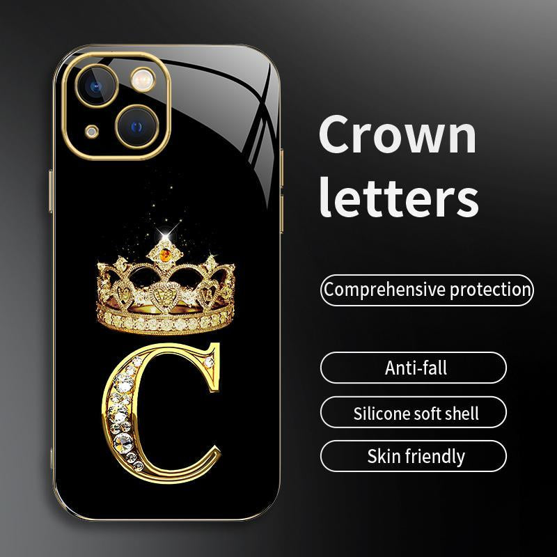 Suitable for [Iphone 14] New High-End Crown Electroplated Gold Edge Mobile Phone Case New Business Simple Explosion-Proof Mobile Phone Case Affordable Anti-Fall Anti-Fingerprint 995