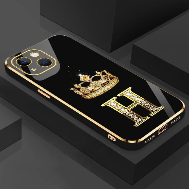 Suitable for [Iphone 14] New High-End Crown Electroplated Gold Edge Mobile Phone Case New Business Simple Explosion-Proof Mobile Phone Case Affordable Anti-Fall Anti-Fingerprint 995