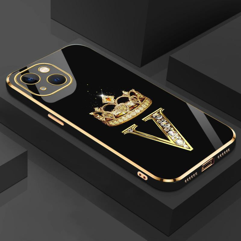 Suitable for [Iphone 14] New High-End Crown Electroplated Gold Edge Mobile Phone Case New Business Simple Explosion-Proof Mobile Phone Case Affordable Anti-Fall Anti-Fingerprint 995