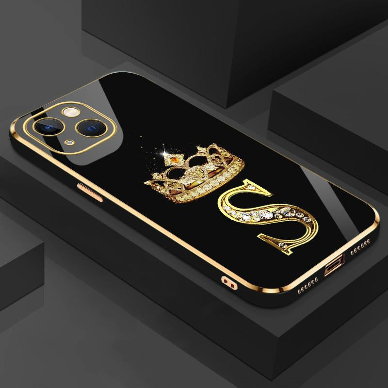 Suitable for [Iphone 14] New High-End Crown Electroplated Gold Edge Mobile Phone Case New Business Simple Explosion-Proof Mobile Phone Case Affordable Anti-Fall Anti-Fingerprint 995