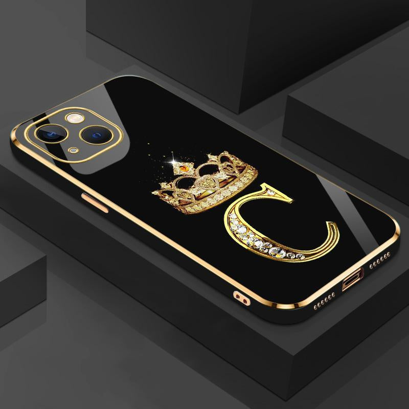 Suitable for [Iphone 14] New High-End Crown Electroplated Gold Edge Mobile Phone Case New Business Simple Explosion-Proof Mobile Phone Case Affordable Anti-Fall Anti-Fingerprint 995