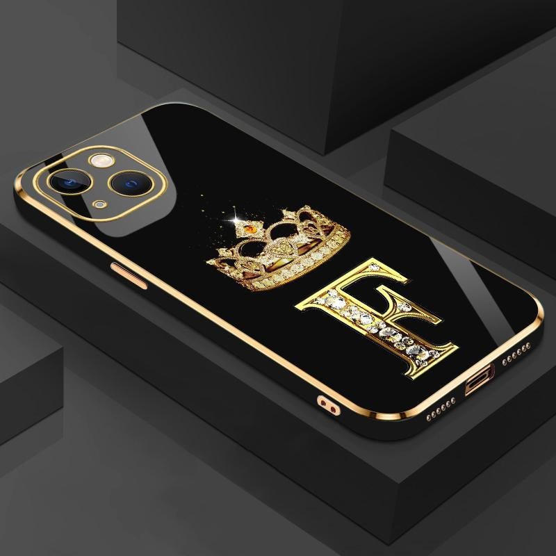 Suitable for [Iphone 14] New High-End Crown Electroplated Gold Edge Mobile Phone Case New Business Simple Explosion-Proof Mobile Phone Case Affordable Anti-Fall Anti-Fingerprint 995