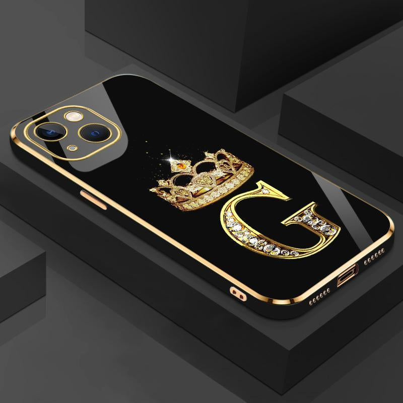 Suitable for [Iphone 14] New High-End Crown Electroplated Gold Edge Mobile Phone Case New Business Simple Explosion-Proof Mobile Phone Case Affordable Anti-Fall Anti-Fingerprint 995
