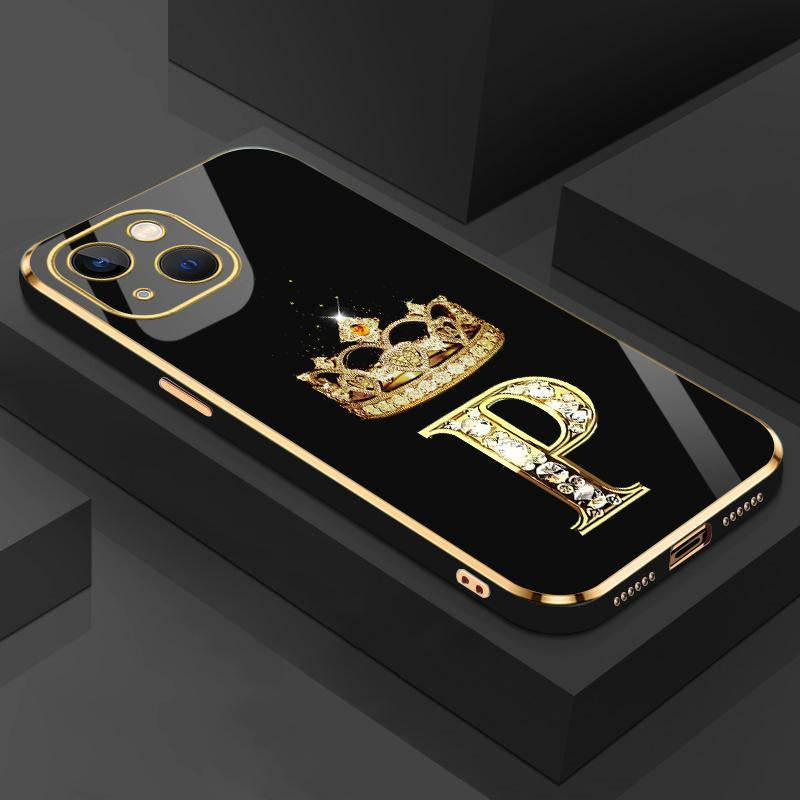 Suitable for [Iphone 14] New High-End Crown Electroplated Gold Edge Mobile Phone Case New Business Simple Explosion-Proof Mobile Phone Case Affordable Anti-Fall Anti-Fingerprint 995