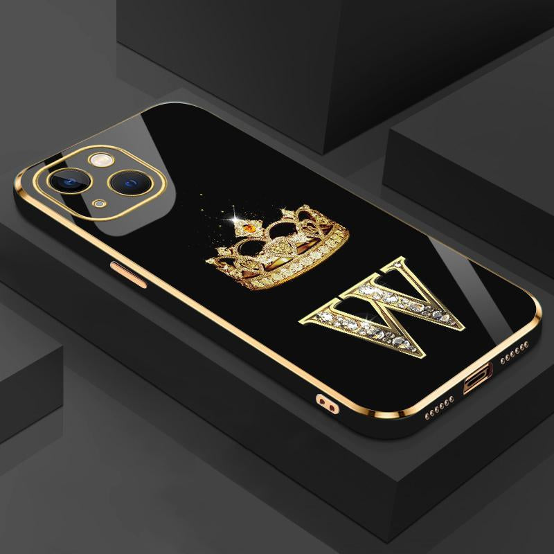 Suitable for [Iphone 14] New High-End Crown Electroplated Gold Edge Mobile Phone Case New Business Simple Explosion-Proof Mobile Phone Case Affordable Anti-Fall Anti-Fingerprint 995