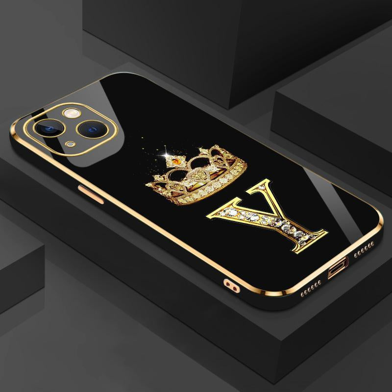 Suitable for [Iphone 14] New High-End Crown Electroplated Gold Edge Mobile Phone Case New Business Simple Explosion-Proof Mobile Phone Case Affordable Anti-Fall Anti-Fingerprint 995