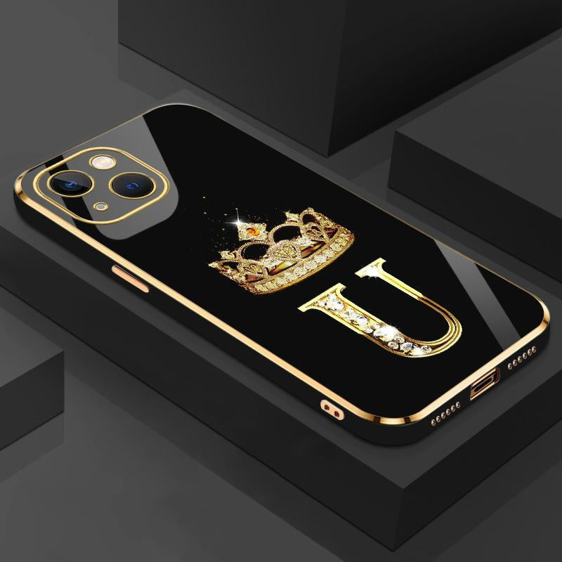 Suitable for [Iphone 14] New High-End Crown Electroplated Gold Edge Mobile Phone Case New Business Simple Explosion-Proof Mobile Phone Case Affordable Anti-Fall Anti-Fingerprint 995