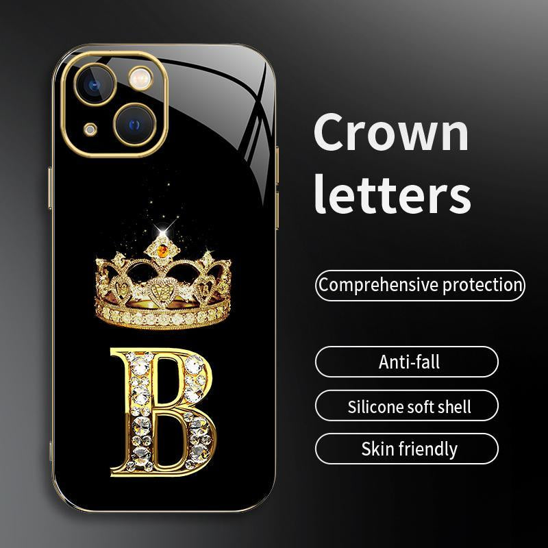Suitable for [Iphone 14] New High-End Crown Electroplated Gold Edge Mobile Phone Case New Business Simple Explosion-Proof Mobile Phone Case Affordable Anti-Fall Anti-Fingerprint 995