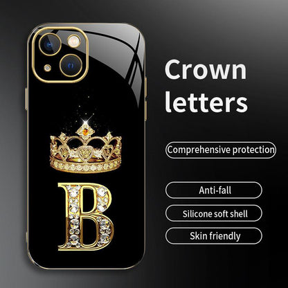 Suitable for [Iphone 14] New High-End Crown Electroplated Gold Edge Mobile Phone Case New Business Simple Explosion-Proof Mobile Phone Case Affordable Anti-Fall Anti-Fingerprint 995