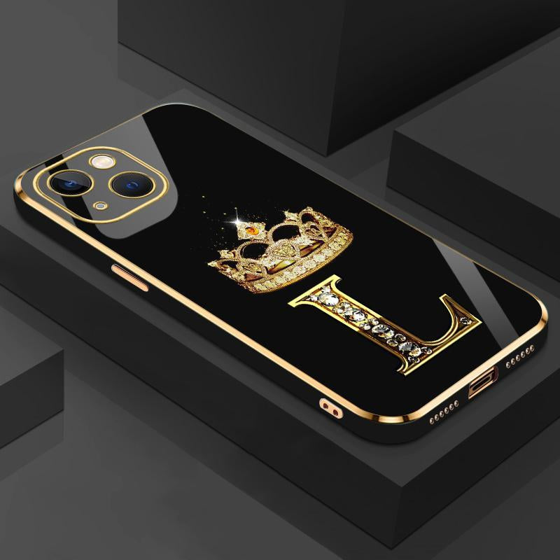 Suitable for [Iphone 14] New High-End Crown Electroplated Gold Edge Mobile Phone Case New Business Simple Explosion-Proof Mobile Phone Case Affordable Anti-Fall Anti-Fingerprint 995